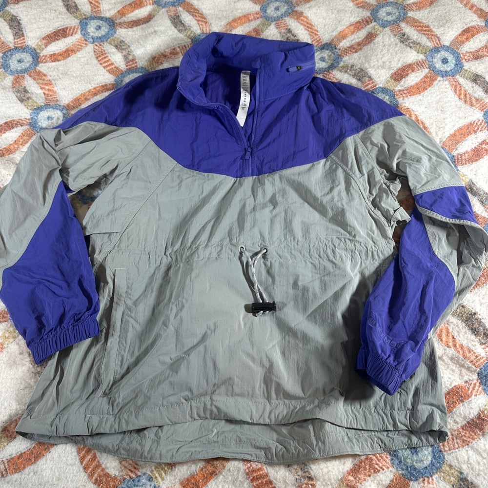 Lululemon Cinched Hem Half Zip Anorak Windbreaker Grey Purple LW4BNSS Size 6